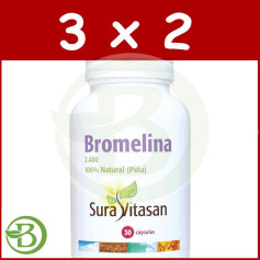 Pacote 3x2 Bromelaína 2.400 30 Cápsulas Sura Vitasan