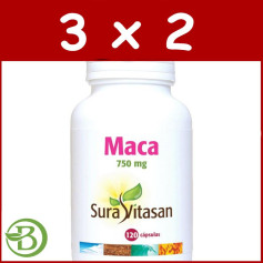 Pacote 3x2 Maca 750Mg. 120 Cápsulas Sura Vitasan