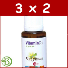 Embalagem 3x2 Vitamina D3 15Ml. Sura Vitasan