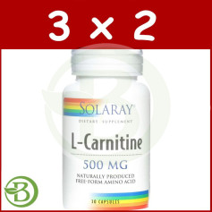 Pacote 3x2 L-Carnitina 500Mg. 30 Cápsulas Solaray