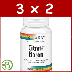 Pacote 3x2 Citrato de Boro 500Mg. 60 Cápsulas Vegetais Solaray