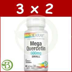 Pacote 3x2 Pequeno Mega Quercitina 600Mg. 30 Cápsulas Vegetais Solaray
