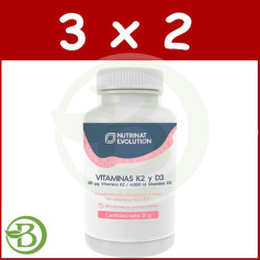 Pacote 3x2 Vitaminas K2 e D3 Nutrinat Evolution
