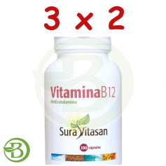 Embalagem 3x2 Vitamina B12 500Mcg. 100 Cápsulas Sura Vitasan