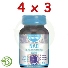 Pacote 4x3 N-Acetilcisteína 600Mg 60 Comprimidos Naturmil