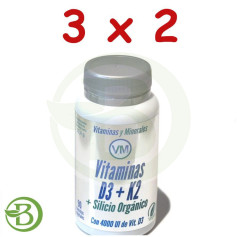 Pacote 3x2 Vitamina D3 + K2 + Silício Orgânico 90 Cápsulas Ynsadiet