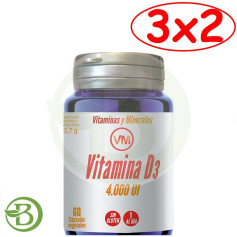Pacote 3x2 Vitamina D3 4000 UI 60 Cápsulas Vegetais Ynsadiet