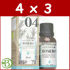 Pacote 4x3 Essência de Alecrim Orgânico 15 Ml Eladiet