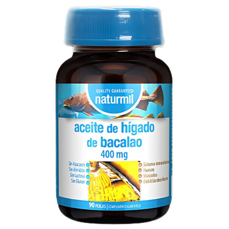 Óleo de Fígado de Bacalhau 400Mg 90 Pérolas Naturmil