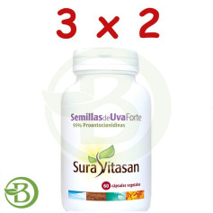 Pacote 3x2 Sementes de Uva Forte 60 Cápsulas Sura Vitasan