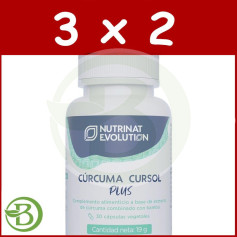 Pack 3x2 Cúrcuma Cursol Plus 30 Cápsulas Vegetais Nutrinat Evolution