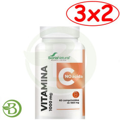 Pacote 3x2 Vitamina C Não Ácida 60 Comprimidos Soria Natural