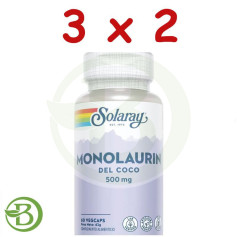 Pacote 3x2 Monolaurina 500Mg 60 Cápsulas Vegetais Solaray