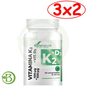 Pack 3x2 Vitamina D3+K2 Liberación Sostenida 60 Comprimidos Soria Natural