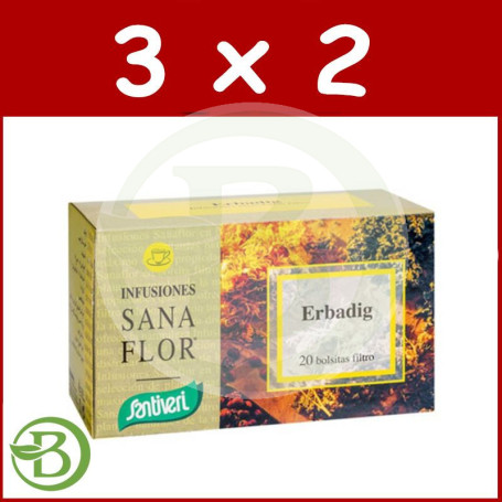 Pack 3x2 Sanaflor Erbadig 20 Filtros Santiveri