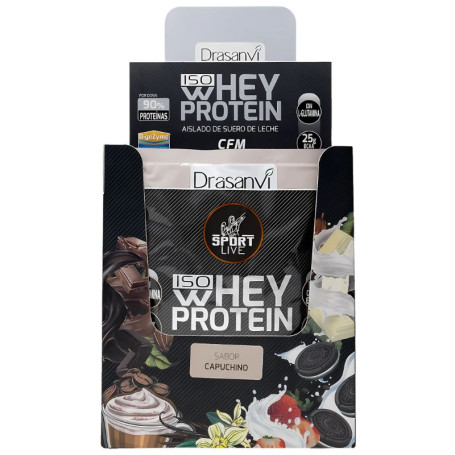 Isolado de proteína de soro de leite em dose única Cappuccino 30G Drasanvi Sport Live