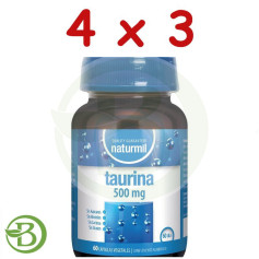 Pack 4x3 Taurina 500Mg 60 Cápsulas Vegetais Naturmil