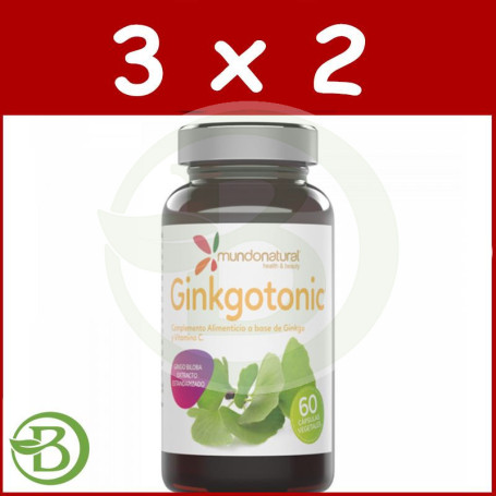 Pack 3x2 Ginkgotonic 420Mg. 60 Cápsulas Mundo Natural