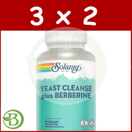 Pack 3x2 Yeast Cleanse Plus Berberine 90 Cápsulas Solaray
