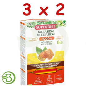 Pack 3x2 Jalea Real Miel + Polen Bio 3000Mg 20 Ampollas Superdiet