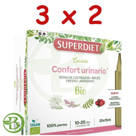 Pack 3x2 Cuarteto Confort Urinario Bio 20 Ampollas Superdiet