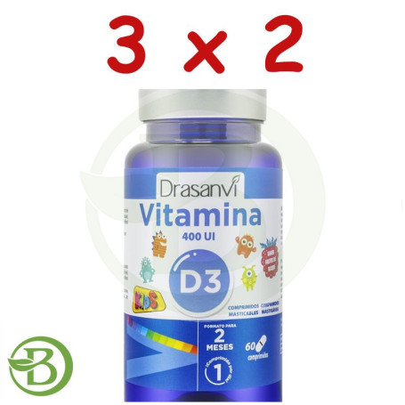 Pack 3x2 Vitamina D3 Kids 60 Comprimidos Drasanvi