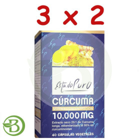 Pack 3x2 Cúrcuma 10.000Mg 40 Cápsulas Vegetales Estado Puro