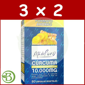 Pack 3x2 Cúrcuma 10.000Mg 80 Cápsulas Vegetales Estado Puro