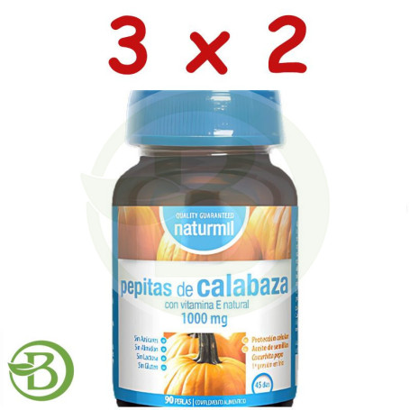 Pack 3x2 Calabaza (Pepitas) 1000Mg 90 Perlas Naturmil