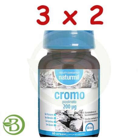 Pack 3x2 Picolinato De Cromo 200Ug 60 Comprimidos Naturmil