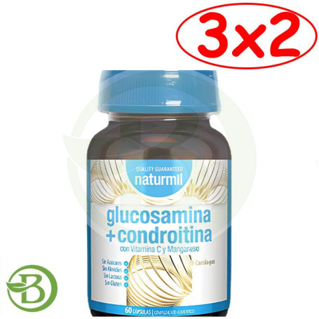 Pack 3x2 Glucosamina + Condroitina 60 Cápsulas Naturmil