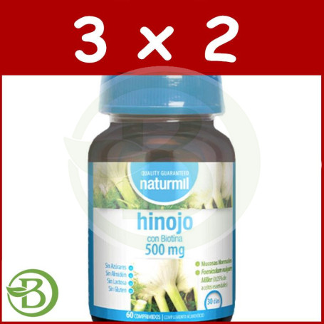 Pack 3x2 Hinojo con Biotina 500Mg 60 Comprimidos Naturmil