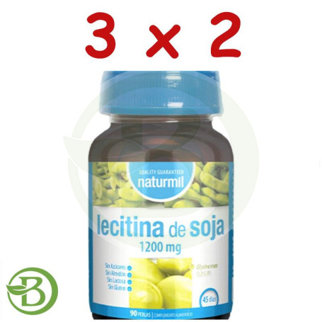 Pack 3x2 Lecitina De Soja 1200Mg 90 Perlas Naturmil