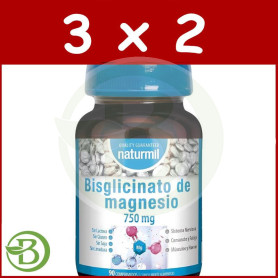 Pack 3x2 Bisglicinato De Magnesio 750Mg 90 Comprimidos Naturmil