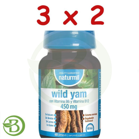 Pack 3x2 Wild Yam 450Mg 60 Cápsulas Naturmil