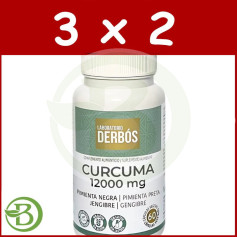 Pack 3x2 Cúrcuma 12000Mg 60 Cápsulas Vegetais Derbós