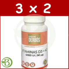 Pack 3x2 Vitaminas D3 + K2 4000Ui 120 Comprimidos Derbós