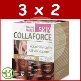 Pack 3x2 Collaforce Skin Hair Nails 20 Ampollas Dietmed