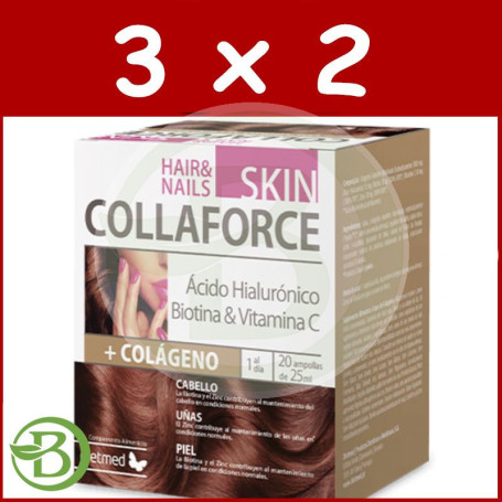 Pack 3x2 Collaforce Skin Hair Nails 20 Ampollas Dietmed