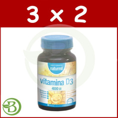Pacote 3x2 Vitamina D3 4.000 UI. 60 Cápsulas Naturmil