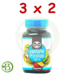 Embalagem 3x2 Castanha da Índia 300mg. 90 comprimidos Naturmil