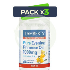 Pacote com 3x Óleo de Prímula Puro 1000mg. Lamberts