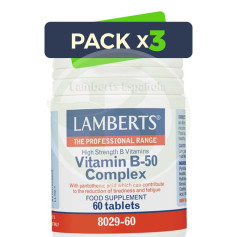 Pacote 3x Vitamina B-50 Complexo 60 Comprimidos Lamberts