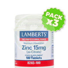Embalagem com 3x Zinco 15Mg. Lamberts