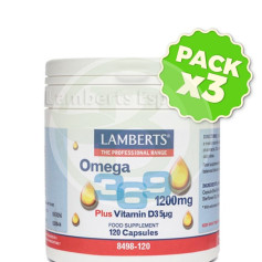 Embalagem com 3x Ômega 3, 6, 9 1200mg. com vitamina D3 Lamberts
