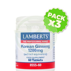 Pacote 3x Ginseng Coreano 60 Comprimidos Lamberts