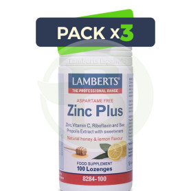 Pack 3x Zinc Plus Lozenges Lamberts