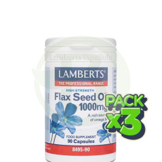 Embalagem com 3x Óleo de Semente de Linhaça 1000mg. Lamberts