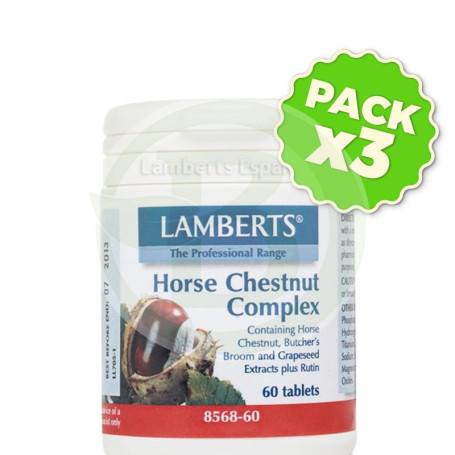 Pack 3x COMPLEJO CASTAÑO DE INDIAS 60 CAP LAMBERTS