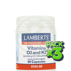 Pacote 3x Vitamina D3 e K2 60 Cápsulas Lamberts